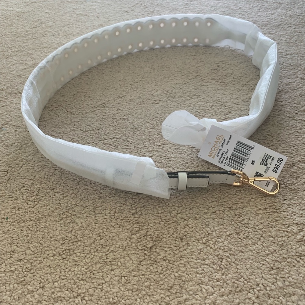 White Leather Michael Kors Guitar Strap